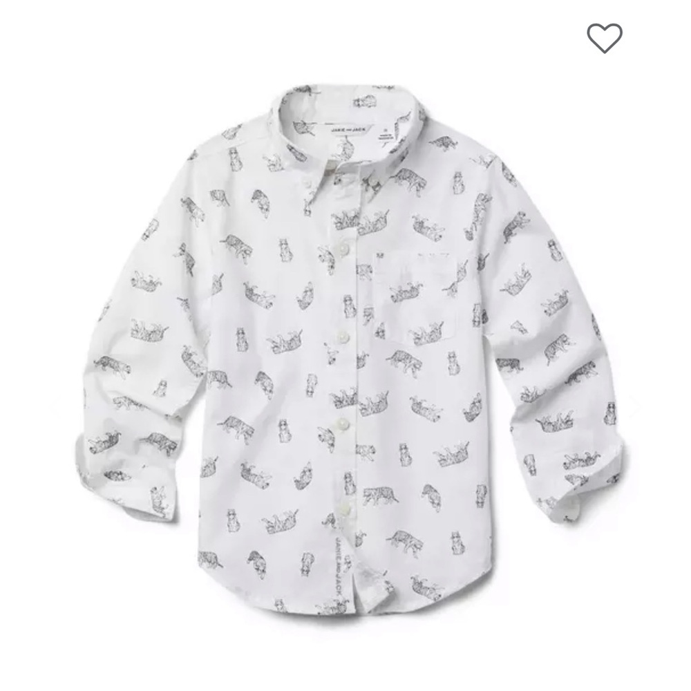 Janie and Jack Tiger Print Poplin Shirt Sz 4